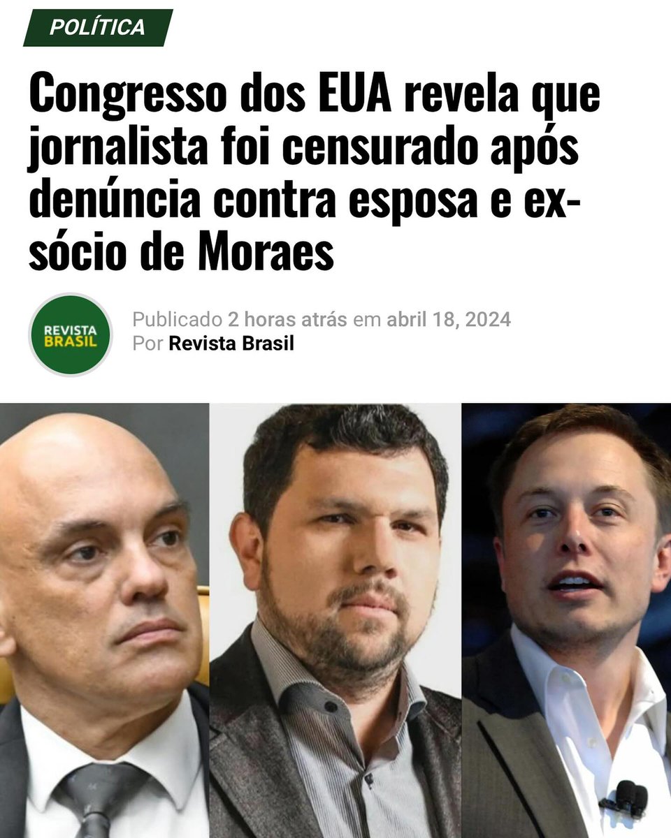 Congresso americano revela o motivo da perseguição insana de Alexandre de Moraes contra o jornalista Oswaldo Eustáquio.  #STForganizaçãoCriminosa #STFPUXADINHODOPT #ForaAlexandredeMoraes