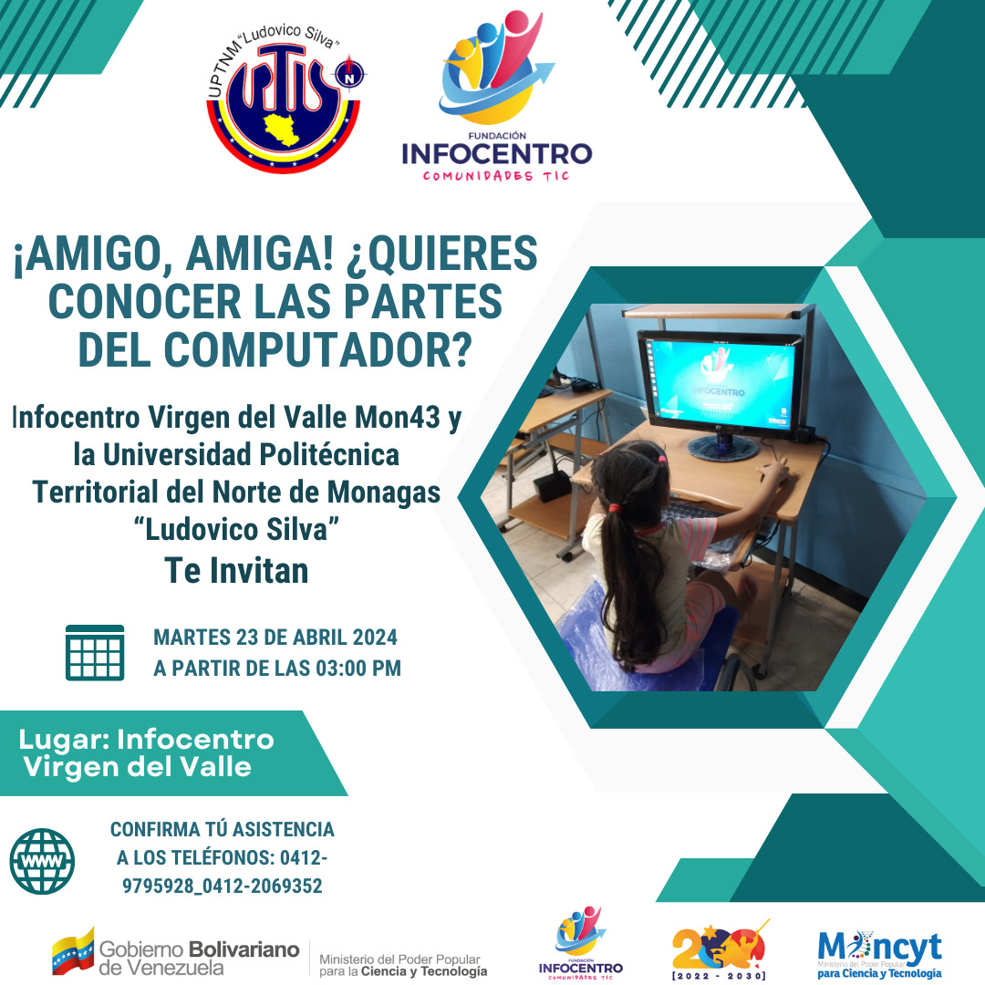 monagasinf's tweet photo. Invitación  de Infocentro Virgen del Valle y la Universidad Politécnica Territorial  del Norte de Monagas "Ludovico Silva" a cursos de computación.
@NicolasMaduro 
@Gabrielasjr
@LaRosaInfoVE
@brigadasbchch
@anubisu7
@Yeseg7
@Yakima1984
@peggysmarian
@hchirino
@baezfranmiris11 https://t.co/rNYJP4lfC3