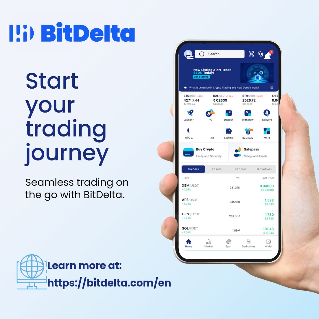 0xpapijhaytu's tweet image. Trading has never been better!

On @bitdelta get to enjoy
- Unified experiences for both new and old users to seize investment opportunities.
- Access to diverse assets to invest.
- Top notch security features that helps you keep your assets safe and secured!

#Bitdelta #trading