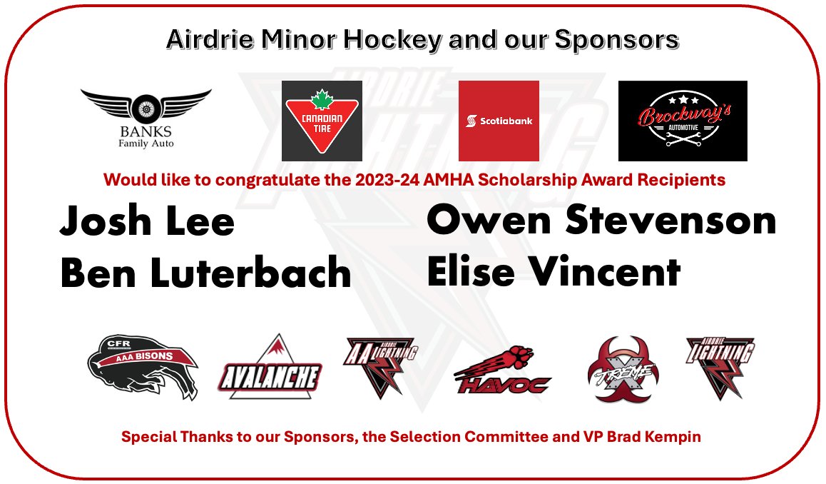 Congrats to all of the first annual AMHA Scholarship winners.