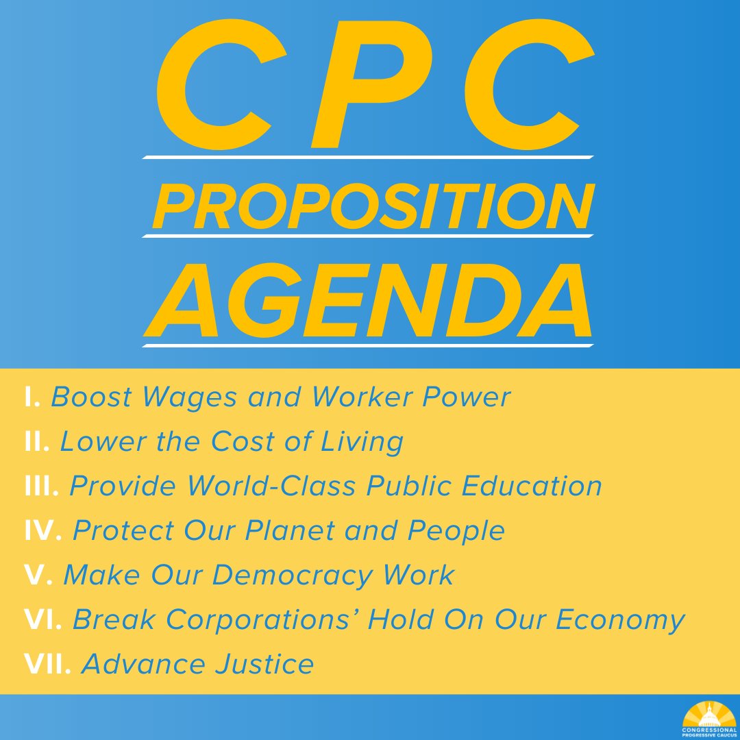 Today, my @USProgressives colleagues and I released the CPC Proposition Agenda. It’s popular, and it’s urgently needed.