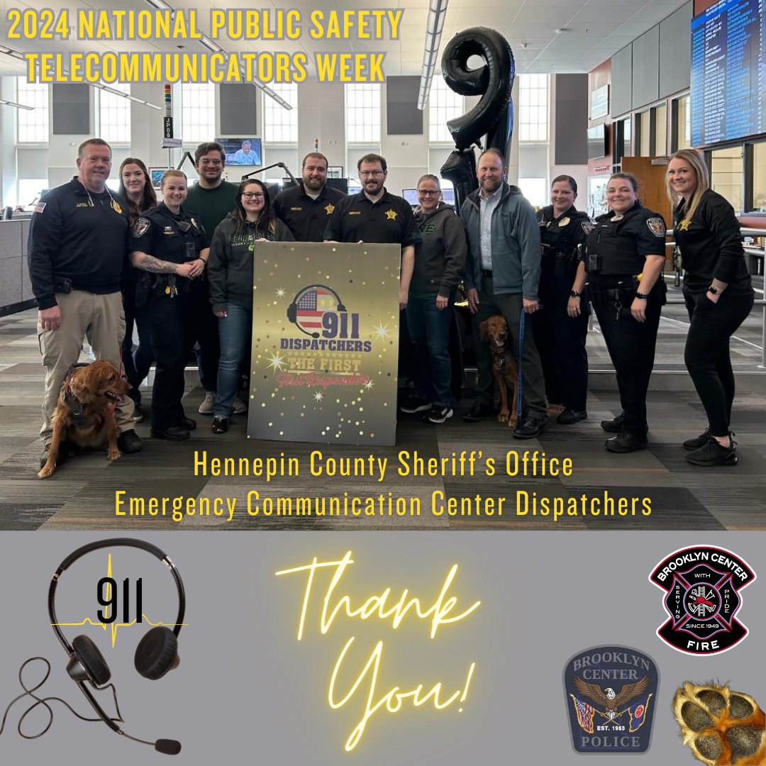 bcpolicemn's tweet image. This week, April 14-20, is National Public Safety Telecommunicators Week, which is dedicated to honoring our dispatchers. We’re grateful for their important support and guidance they provide to our police and fire partners. @HennepinSheriff
#firstresponders #911dispatcher #bcpd