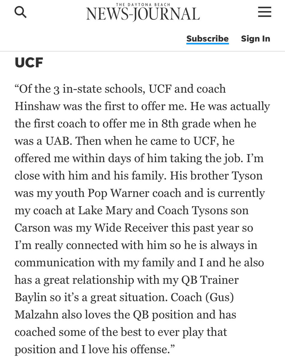 Awesome Article by @JonSantucci with @USATODAY on 4⭐️ 2026 QB Trainee: @NoahGrubbsQB (@LMRamsFootball) after he announced his Top 10 today with 3 Florida Schools on the list‼️ Truly blessed with the relationships I’ve build with @CoachDawson_UM @CoachRyanO & @CoachHinshaw‼️The…