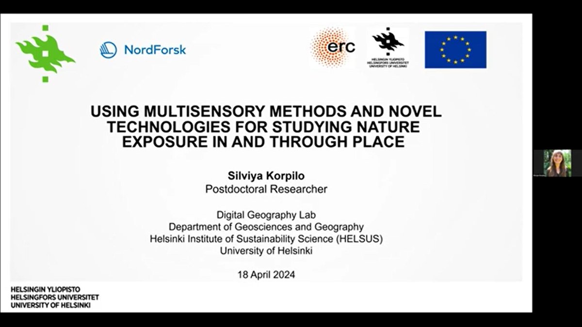 We were very lucky to have today Dr Silviya Korpilo from @helsinkiuni delivering a very inspiring talk “Using multisensory methods and novel technologies for studying nature exposure in and through place” as part of the @UCL_IEDE Themes seminars