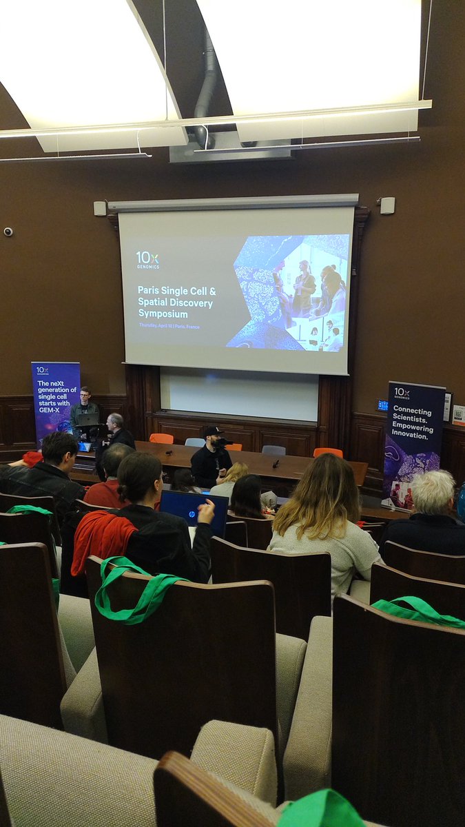 <a href="/10xGenomics/">10x Genomics</a> Symposium on Single Cell &amp; Spatial Transcriptomics was a blast! Learned a lot on their latest tech and how researchers are using it to study cancer/diseases. Also connected with <a href="/scverse/">Spacecrime</a> community organizer @AnnaCSchaar. Highly recommend this event! #10xEMEAugm