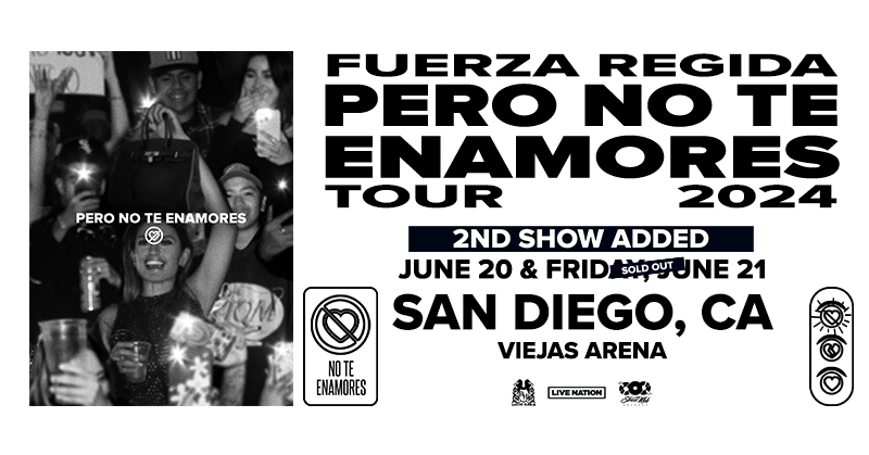 ¡Ya están a la venta los boletos para ver a Fuerza Regida en vivo en el Viejas Arena! No te quedes afuera! 🔗: bit.ly/3Q8Mlqa