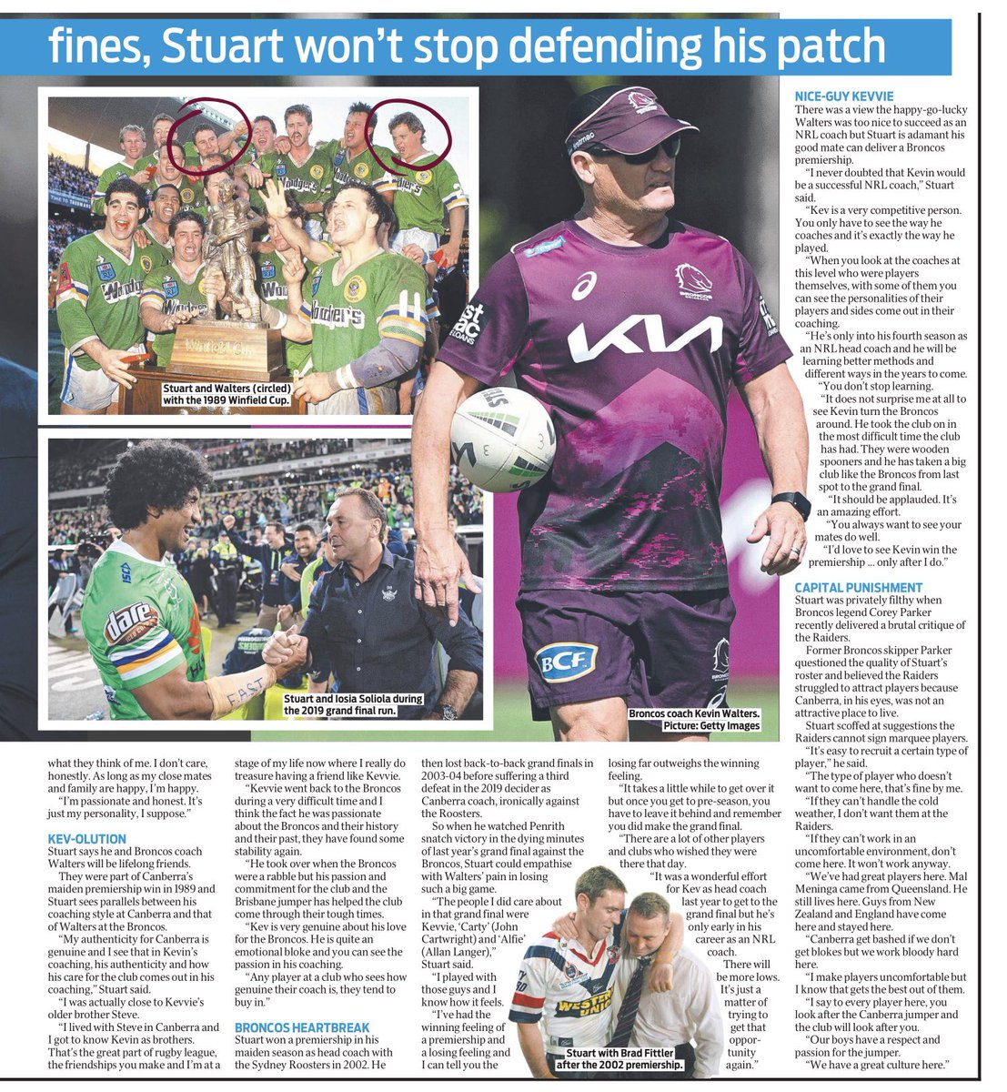 I tell people until I’m blue in the face… Ricky Stuart is an awesome bloke. He stands up for his players, team, family, mates and city. Don’t we wish more people did that? @dailytelegraph @RaidersCanberra #NRLBroncosRaiders