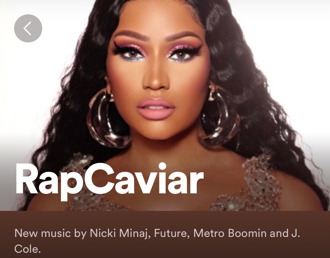 .@NICKIMINAJ is now covering the biggest Spotify playlist “RapCavier”