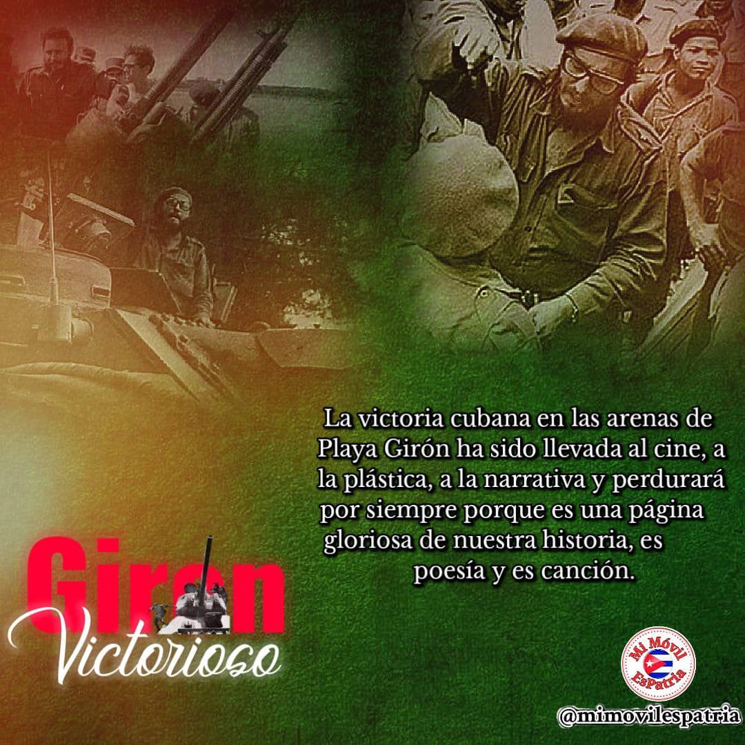 La victoria cubana en las arenas de Playa Girón ha Sido llevada al cine, a la plástica,a la narrativa y perdurará por siempre porque es una página gloriosa de nuestra historia, es poesía y es canción #GirónVictorioso #CubaCoopera #CubaPorLaVida @cubacooperaven @cubacooperaZul