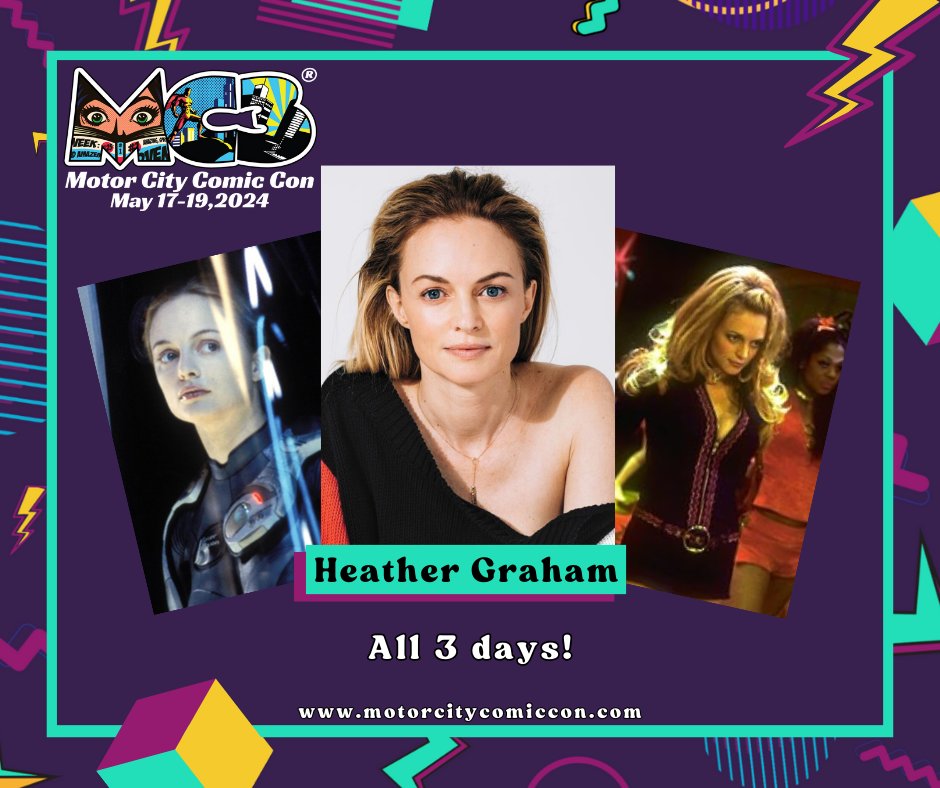 🔥#HeatherGraham is coming to #MotorCityComicCon 2024!

💥You know her from #AustinPowers #BoogieNights #LostinSpace & #TheHangover and you can meet her at #MC3 2024!

🎫Tickets are on sale at motorcitycomiccon.com
📷Photos Ops on sale at captureticketing.com/events/50