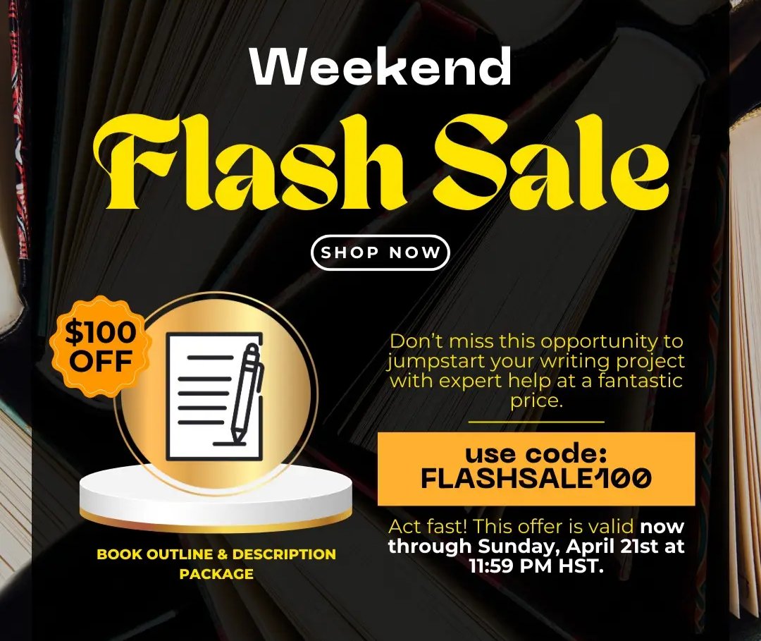 Amazing deal From Publishing Services! 
I write nonfiction and I am delighted with my outline. Zero regrets! 

Write the code down and click this link.

publishingservices.com/?sca_ref=54246…

#author #authorscommunity #writers #writersoftwitter #nonfictionwriters #fictionwriters #flashsale