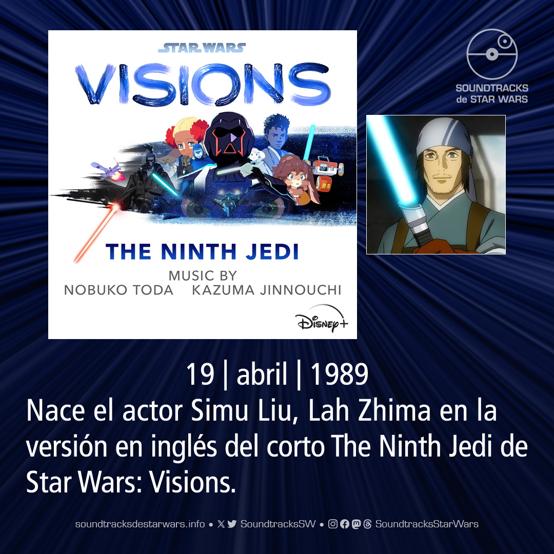 El 19 de abril de 1989 nace el actor #SimuLiu, Lah Zhima en la versión en inglés del corto The Ninth Jedi de Star Wars: Visions. On April 19, 1989, actor Simu Liu, Lah Zhima in the English version of the Star Wars: Visions short The Ninth Jedi, was born. #StarWars #LahZhima