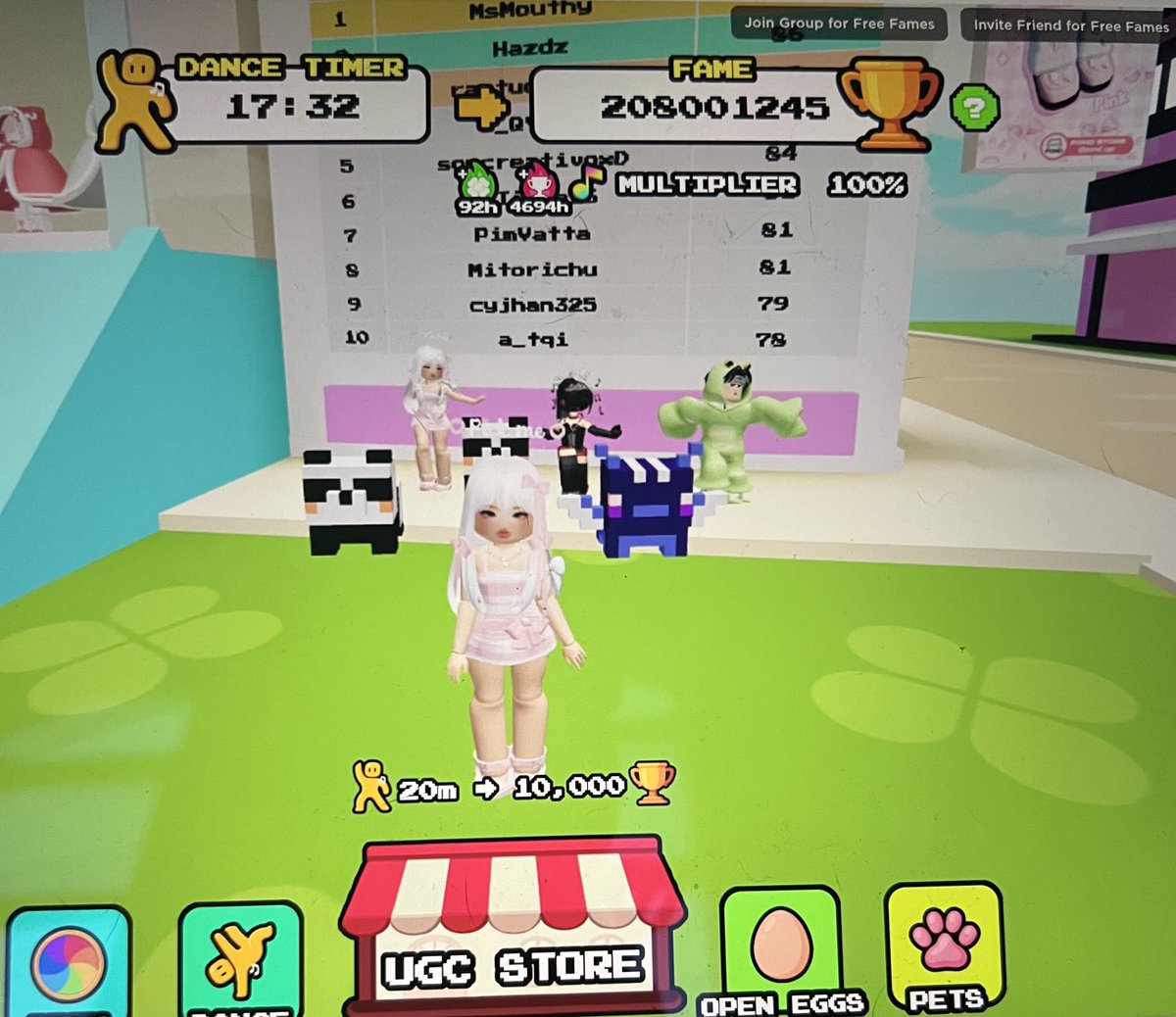 This won’t last long but for now I’m #1 in #danceforugc most items owned lol ⁦@lily_pondstore⁩ Tysm for all the hard work and money spent giving us beautiful #limitedugc on #roblox