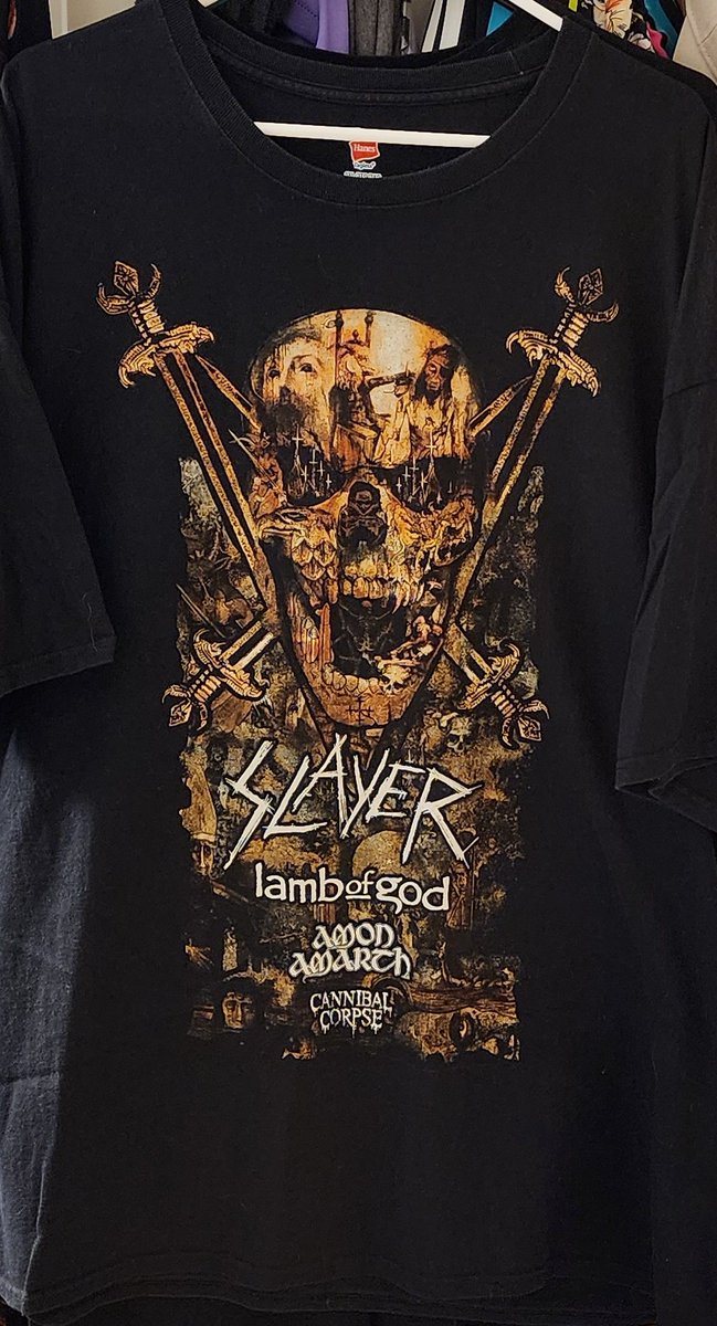 It's the late night edition of the #metal shirt of the night, featuring a shirt from #Slayer's #FinalWorldTour2019 (maybe?). #LambOfGod #AmonAmarth #CannibalCorpse #HeavyMetal