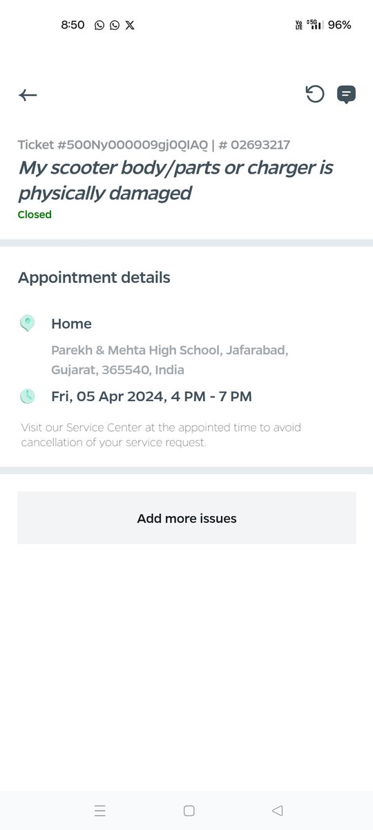 I registered complaint , 20 days ago, nobody come to resolve my problem and they closed my ticket without gave any service <a href="/OlaElectric/">Ola Electric</a> <a href="/bhash/">Bhavish Aggarwal</a> <a href="/ola_supports/">Ola Support</a> <a href="/consumr_rights/">Consumer Rights Agency</a> <a href="/jagograhakjago/">Consumer Affairs</a>