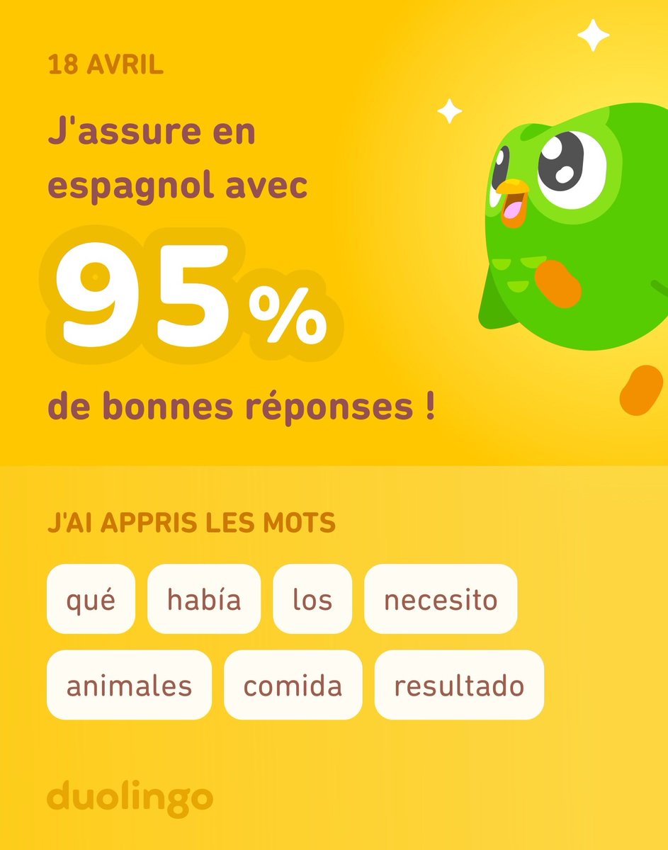 Pommo1er's tweet photo. J'apprends l'espagnol avec Duolingo ! C'est gratuit, fun et efficace. https://t.co/C4p1pD1oNs