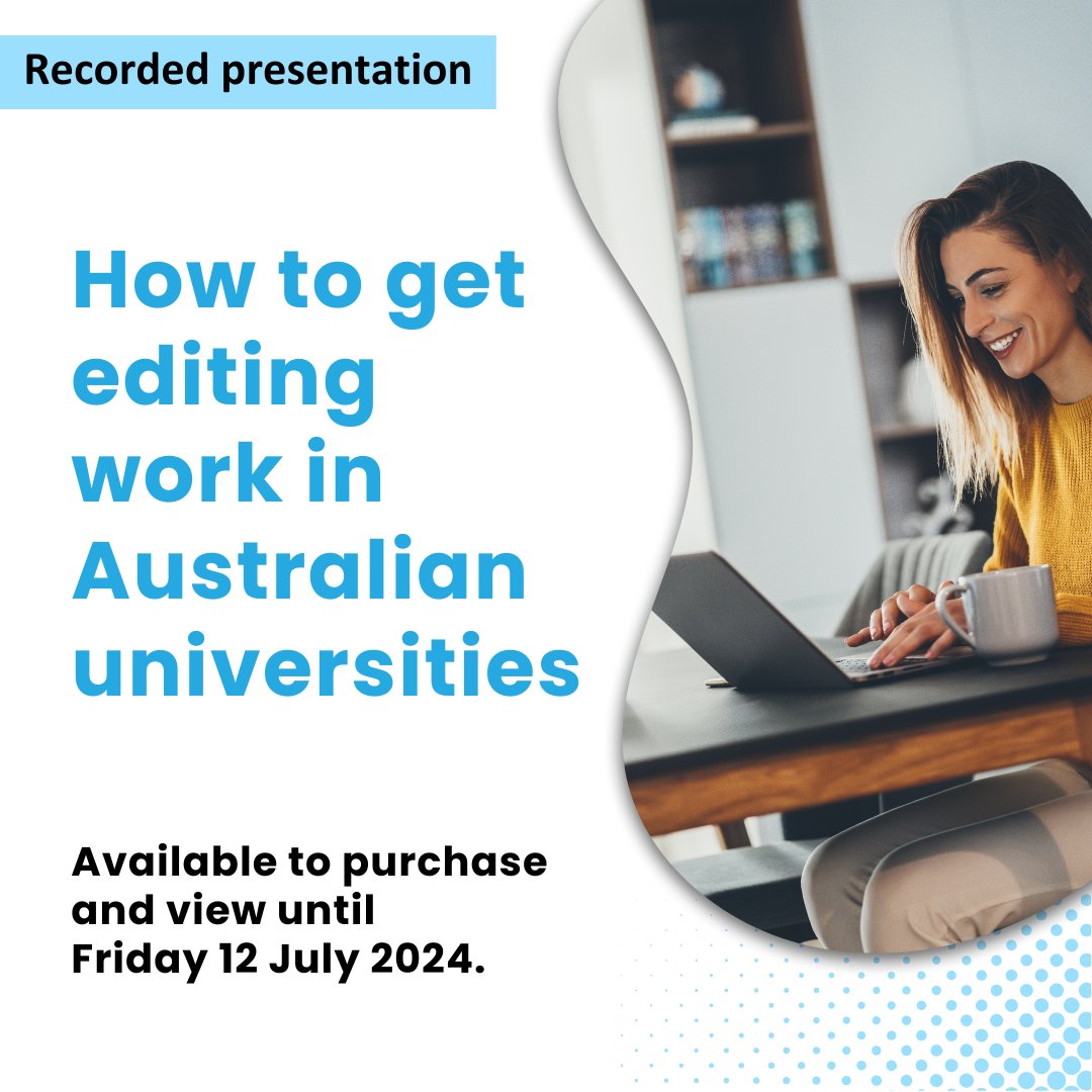 Did you miss our presentation on how to get editing work in Australian universities? Don't despair! The recording is now available to purchase and view until Friday 12 July 2024. Purchase today: iped.memnet.com.au/MemberSelfServ…