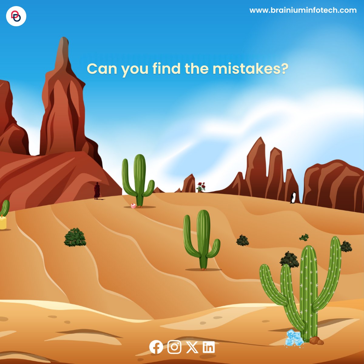 Test your skills with our brain teaser quiz! 🧠 Can you spot the mistakes in this picture? Share your answers! #Quiz #weekendfun #ideateimplementsucceed