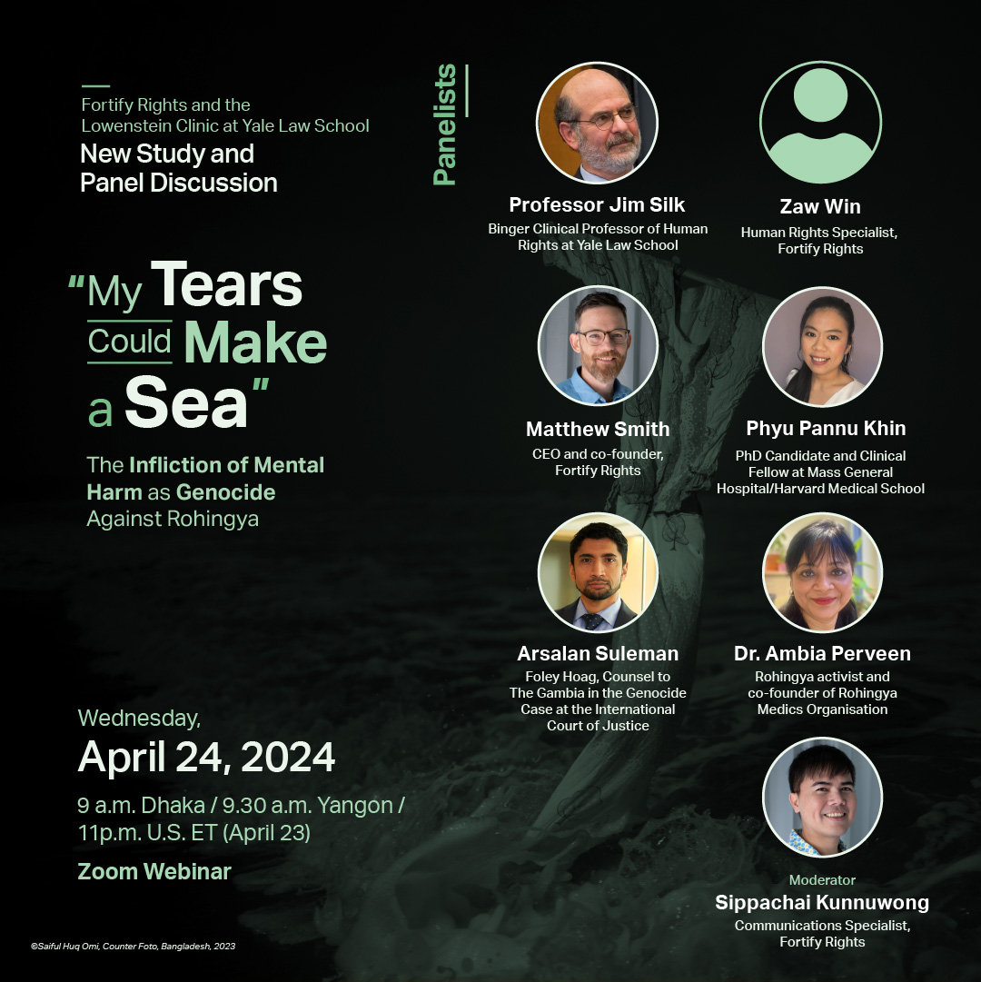 Discover how the Myanmar military's infliction of mental harm is an act of genocide against #Rohingya. Join the online launch of a new study w/ James J. Silk @Arsalan_Suleman @P_Pannu_K @matthewfsmith @ZawWin484 & @AmbiaPerveen. April 24, 9 a.m. Dhaka. 👉bit.ly/MentalHarmLaun…