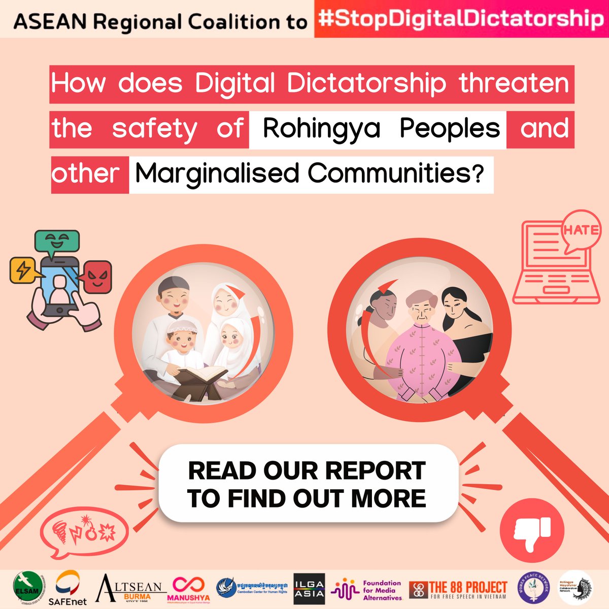 ManushyaFdn's tweet photo. #StopDigitalDictatorship - Did you know that discrimination based on ethnicity, religion, and race is not just a reflection of social biases but is often weaponised by authoritarian governments to maintain power and control? 🚫 Our new report explores this troubling trend in Southeast Asia, focusing on marginalised communities like the Indigenous hill tribes of the Mekong Region, the Indigenous peoples of West Papua, and the Rohingya people. 🌏💙