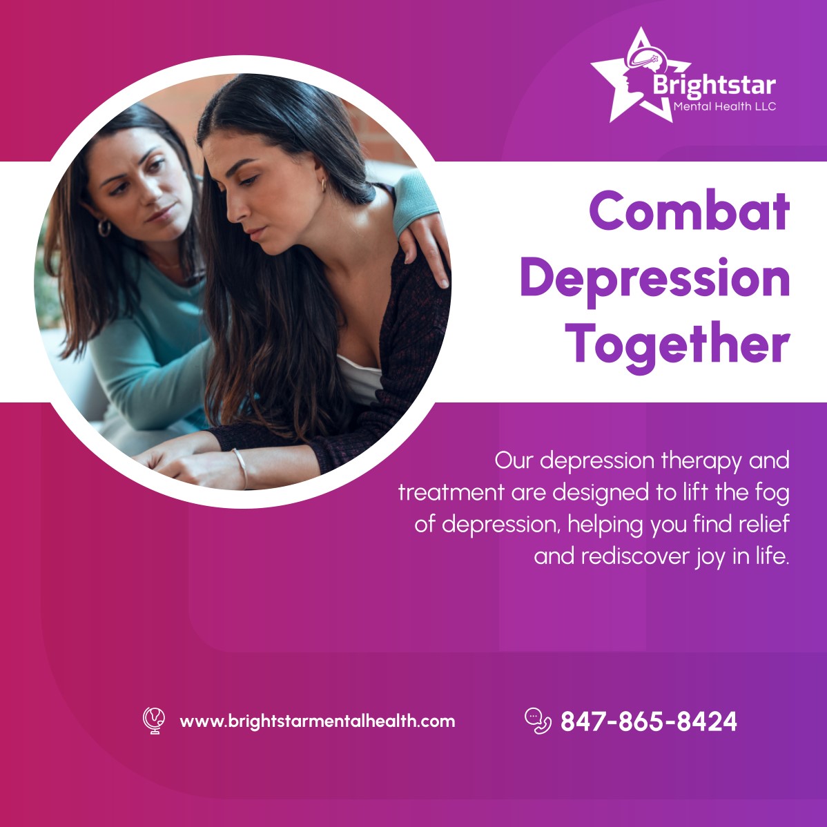 Facing depression is tough, but you're not alone. Let's find your path to happiness together. You don't have to face depression alone. Reach out today, and let's embark on your journey to happiness together—schedule an appointment now! 

#ChicagoTherapy #BrightstarMentalHealth
