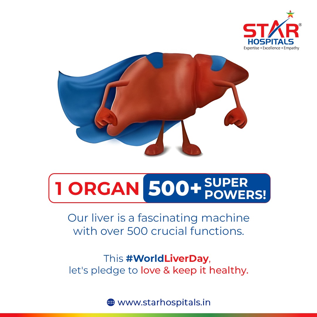 Your liver plays a vital role in your body, so this #WorldLiverDay, promise to safeguard your liver's well-being. Maintain a balanced diet, limit alcohol consumption, prioritise routine screenings to detect any potential issues, and maintain an active lifestyle. #StarHospitals