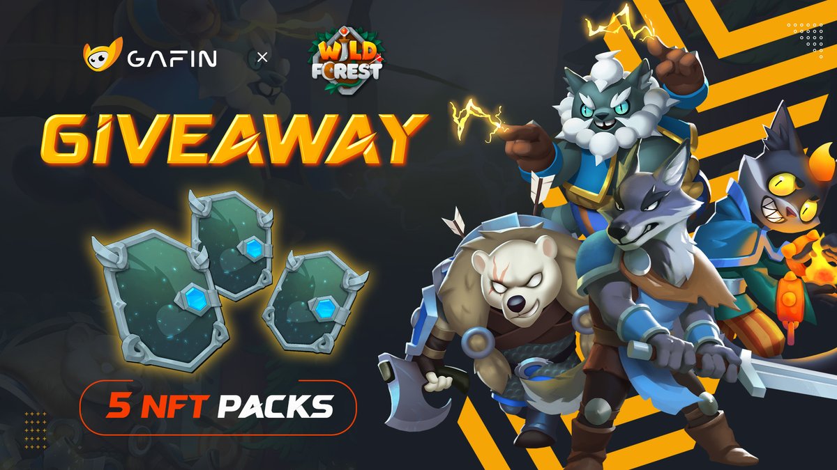 GaFin 🤝 Wild Forest: Giveaway 5 NFT Packs 🔥 🎁 Reward: 5 NFT Packs ~ $500 for 5 lucky members marketplace.skymavis.com/collections/0x… ⏰ Time: Now - 3PM UTC 26th Apr 🔥 Missions: 1️⃣ Following Twitter @playwildforest, @Gafin_io 2️⃣  Join Discord discord.gg/zWWPZAthcd and