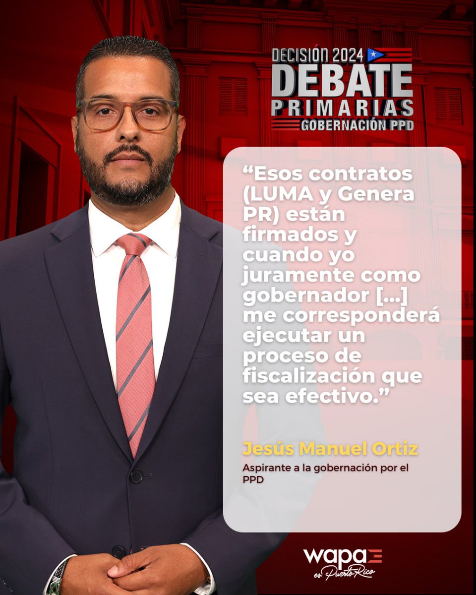 NoticentroWAPA's tweet photo. #Decisión2024 | Jesús Manuel Ortiz sobre la infraestructura y fondos federales durante el #DebatePPD https://t.co/wFJ3fHi9w0