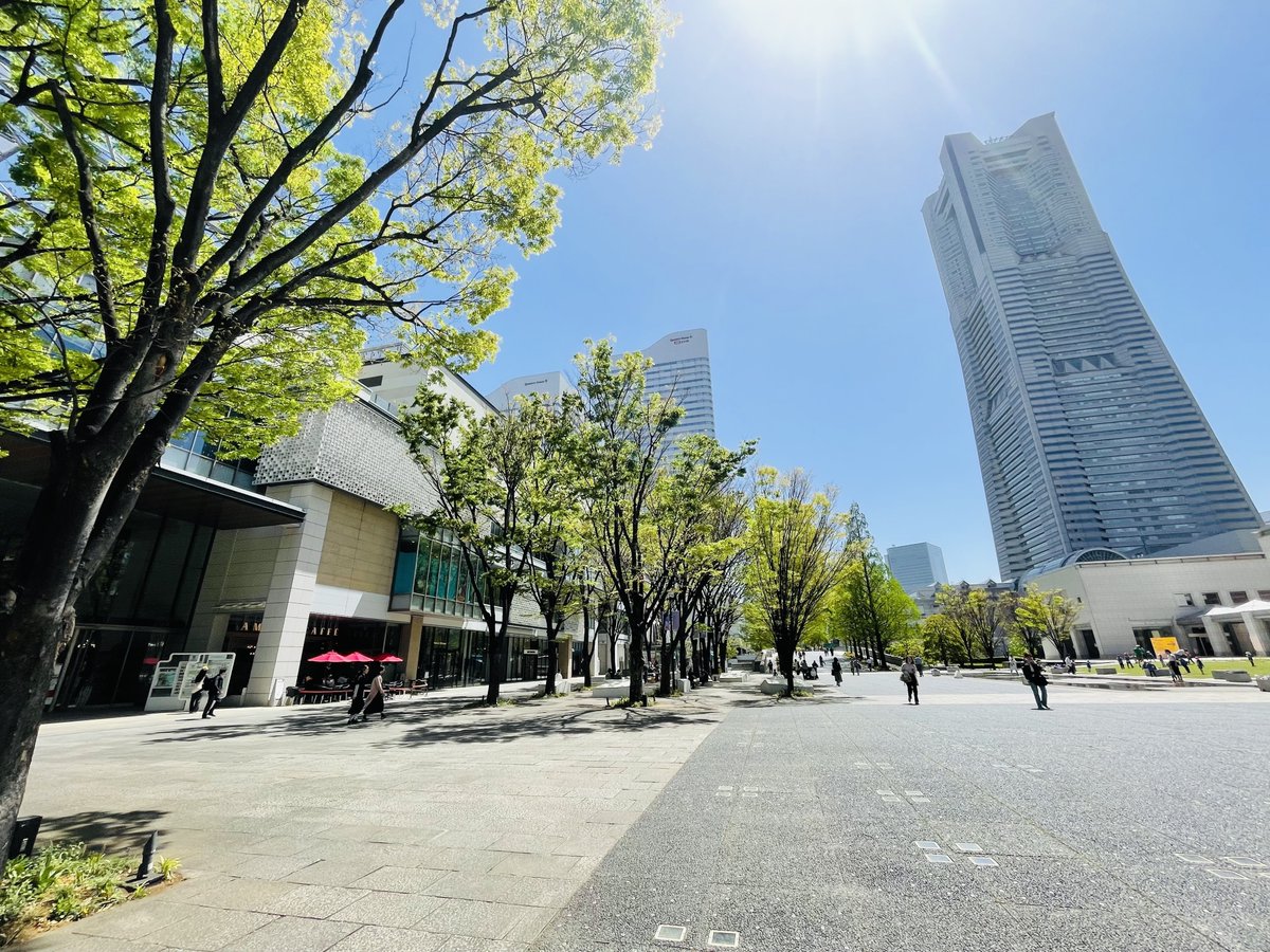 MARK ISみなとみらい前の グランモール公園 美術の広場にて「はまかぜ号」🚍を発見！ 今日のみなとみらいは、お天気に恵まれてて気持ちが良い～♪ #みなとみらい #MARKISみなとみらい #グランモール公園 #はまかぜ号 #みなとみらい21cp