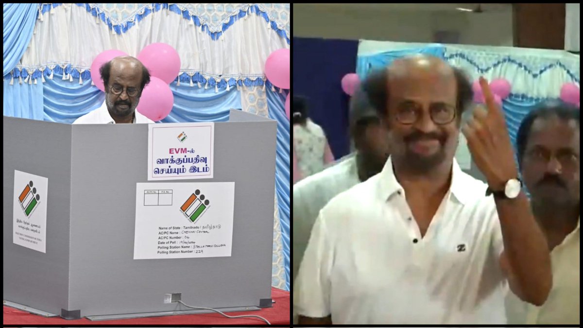Superstar #Rajinikanth voted..🗳
He advised people to vote..🤝

- Voting is our duty..👏
- So vote everyone..”🤝 
 
 #Vettiyan | #Thalaivar171 | #Thalaivar171TitleReveal #Rajinikanth