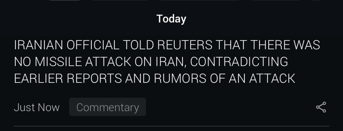 Iran tells Reuters it was not a Missile Attack. 3 Drones Reportedly Entered Iranian Airspace Reported to Have Been Shot Down by Their Air Defence