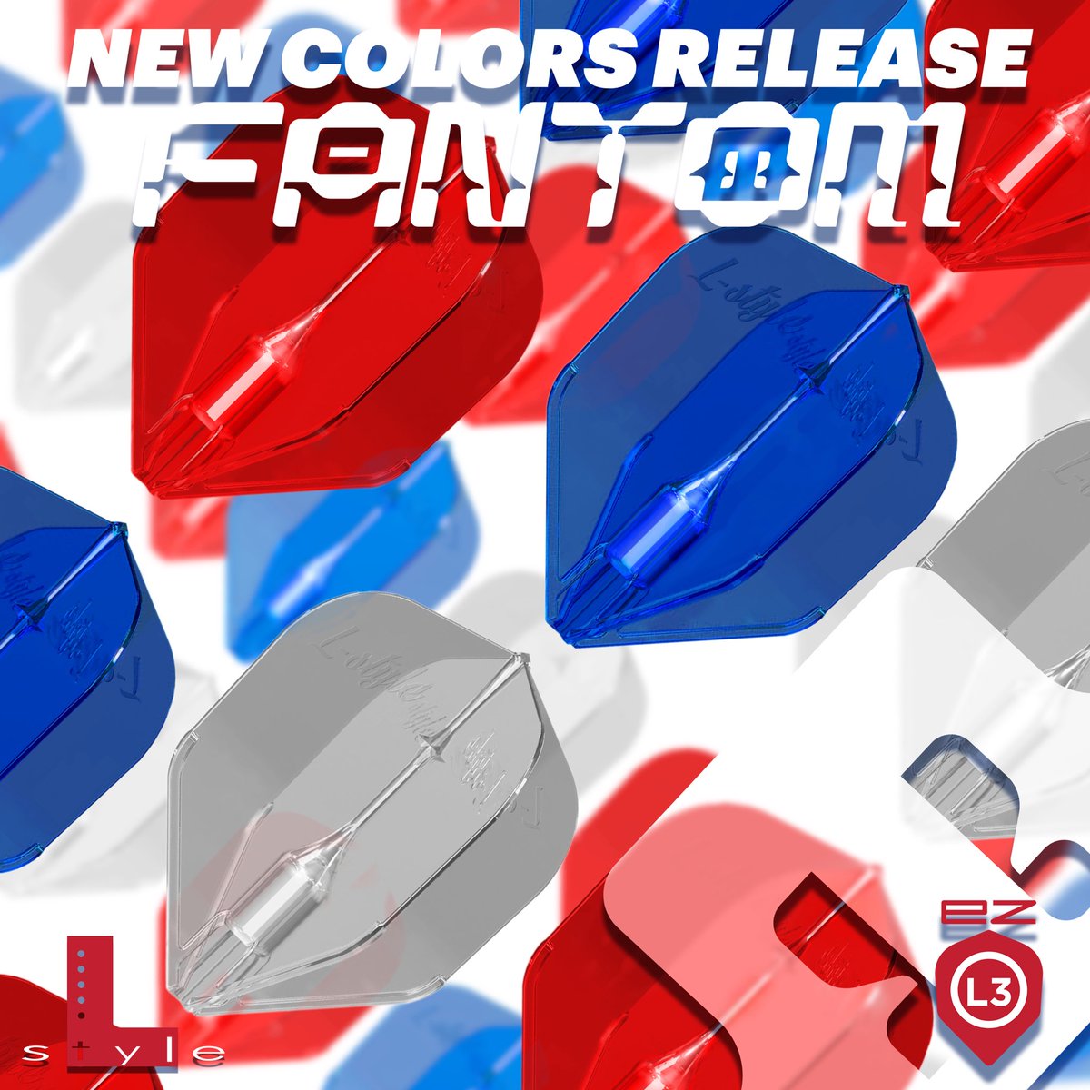 Lstyle_Japan's tweet photo. 【本日発売】L-Flight FANTOM L3 Clear Blue Red🤍💙❤️#Lstyle #ダーツ https://t.co/rRveazwpyN