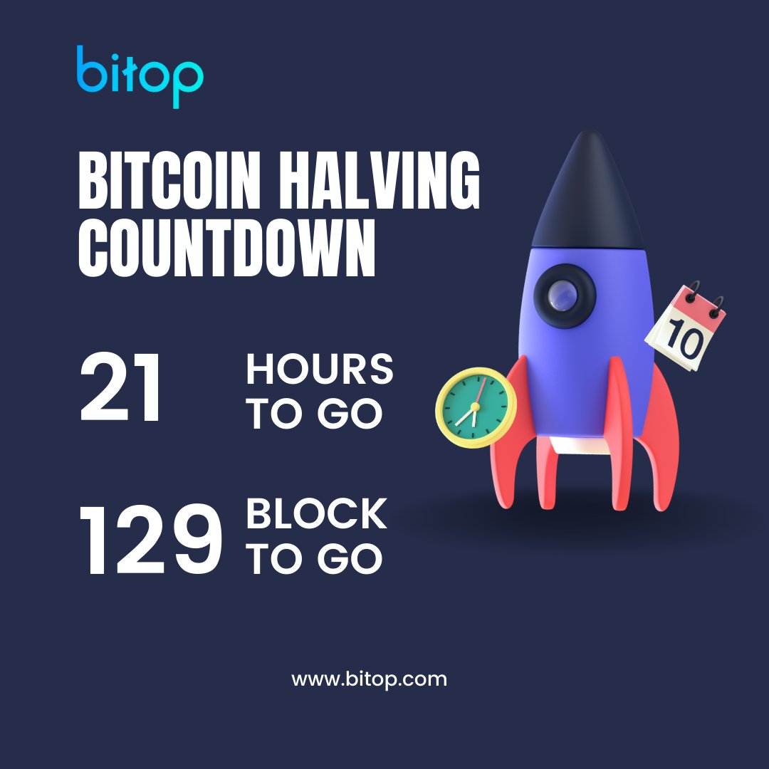Tick tock, just 21 hours left until the Bitcoin halving event! ⏰ Don't miss out on the excitement – join Bitop for fee-free trading events and seize this final opportunity! 🌟 #BitcoinHalving #BitopTrading #CryptoEvents #bitcoin #Btc