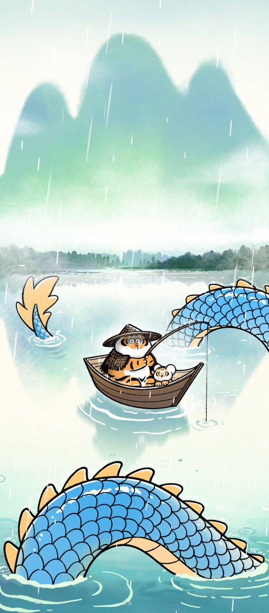bu2ma's tweet photo. Today is Grain Rain, Alexander took Archie fishing. 🎣
今日穀雨,胖虎帶小虎釣魚去了🎣
今日は「穀雨」で、アレクサンダーはアーチーと釣りに行きました。 🎣
#24SolarTerms #24節氣 #穀雨 #GrainRain #procreate #littlecats #funny #cute #bu2ma #wallpaper #不二馬大叔 #桌布 https://t.co/Pe9HQISII6