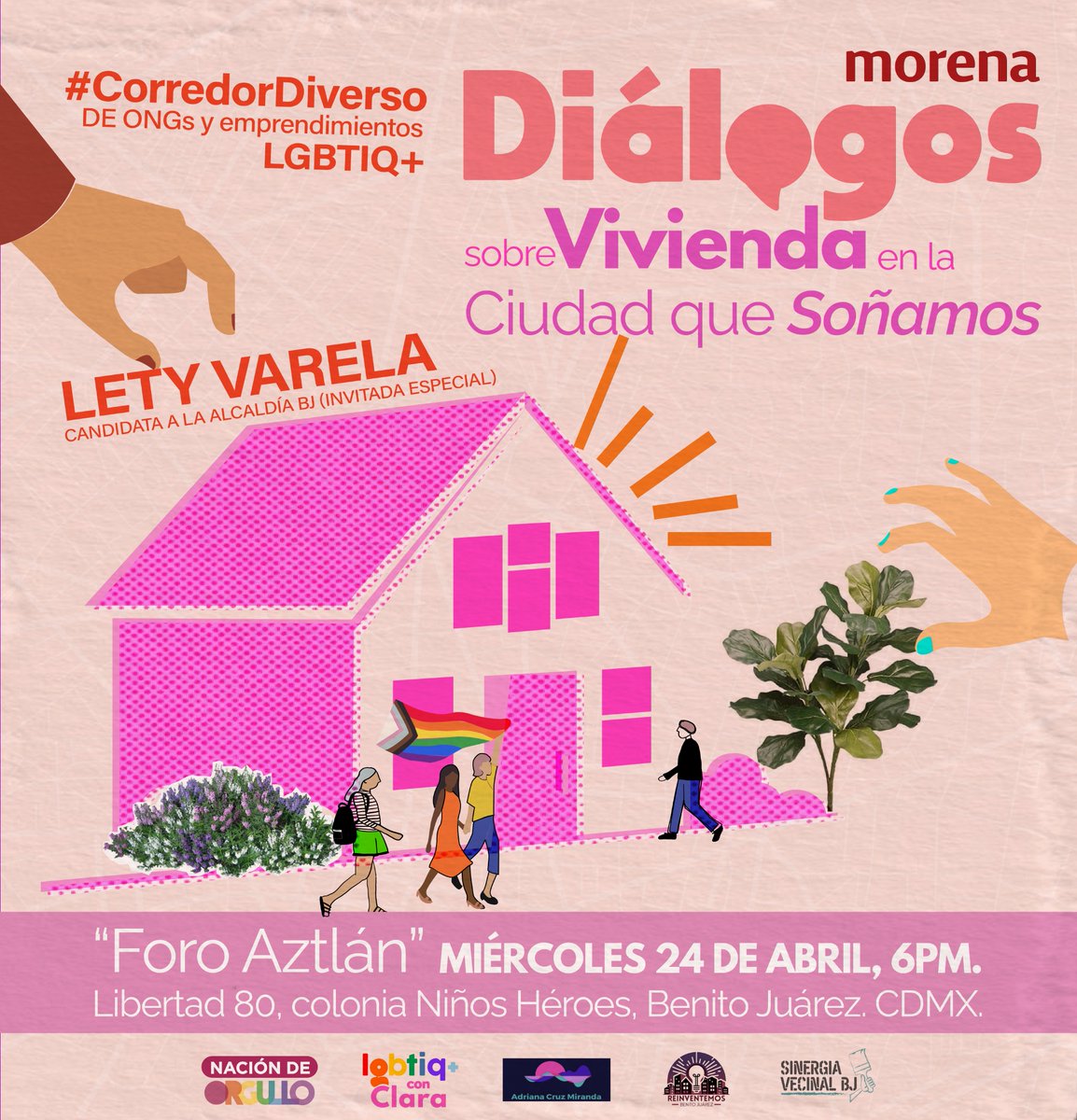 ¡Construyamos una #ViviendaIncluyente! 🏠🏳️‍🌈🤩
Hazte escuchar en este foro que contará con la presencia de @LetyVarela , candidata a la Alcaldía #BJ y contaremos con un #CorredorDiverso de colectivas, ONGs y emprendimientos #LGBTIQ

Registro: forms.gle/ciKqZQvc9bY2zM… 

#ClaraQueSí