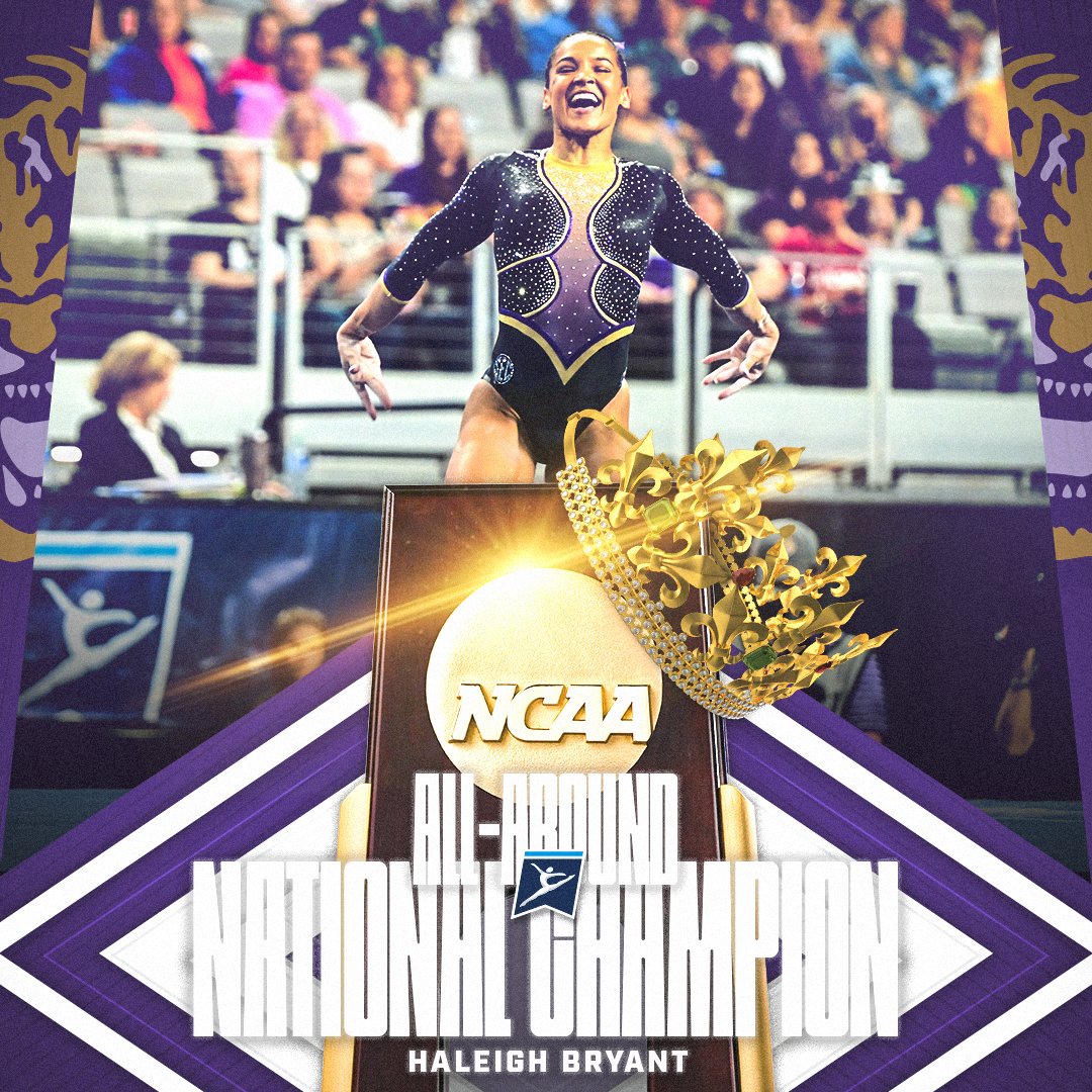 SEC's tweet photo. She stands alone. 👑

The 2024 NCAA All-Around National Champion:
@haleighbryant3 

@LSUgym x #ItJustMeansMore https://t.co/U7wZF6ANvr
