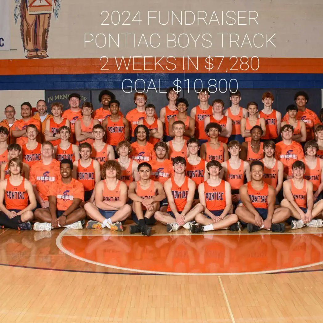 Pontiac Boys Track 2024 FUNDRAISER
2 weeks in $7,280 GOAL $10,800
Check your mail these young Athletes have sent out. If you would like to DONATE to the OUTSTANDING TEAM...
PONTIAC BOYS TRACK Attn: C2
Pontiac Township High School
1100 Indiana Ave
Pontiac IL, 61764