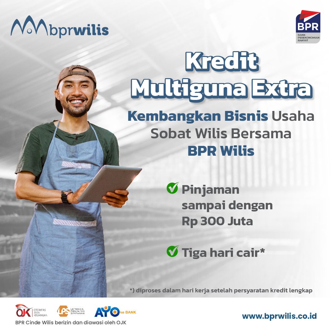 Informasi lebih lanjut #sobatwilis dapat menghubungi kantor BPR Wilis terdekat atau melalui call center (WA) 08113716699. bprwilis.co.id/ina/our-servic… #bprwilis #jatim #jember #kredit #kreditmultiguna #kreditumkm #umkm #tipsumkm #tipswirausaha #infoumkm #mulaiusaha #peluangusaha