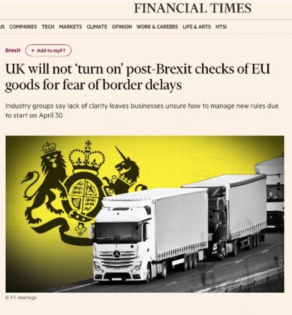 Brexit so good… That the Govt has delayed Brexit checks for the 6th time Presumably so a new Labour government can take all the credit for them when they do come in. How kind.