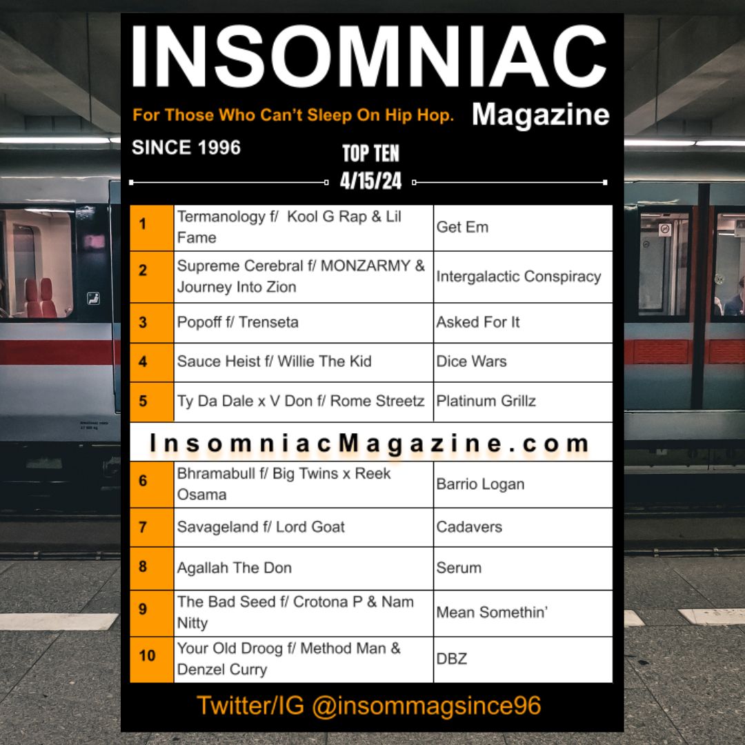 Insomniac Magazine’s Weekly Hip Hop Top Ten 4/15/24 insomniacmagazine.com/insomniac-maga… @Niggaliscage_ @CrotonaP @TheRealNamNitty @iamTakeNotez @Suntzumusique