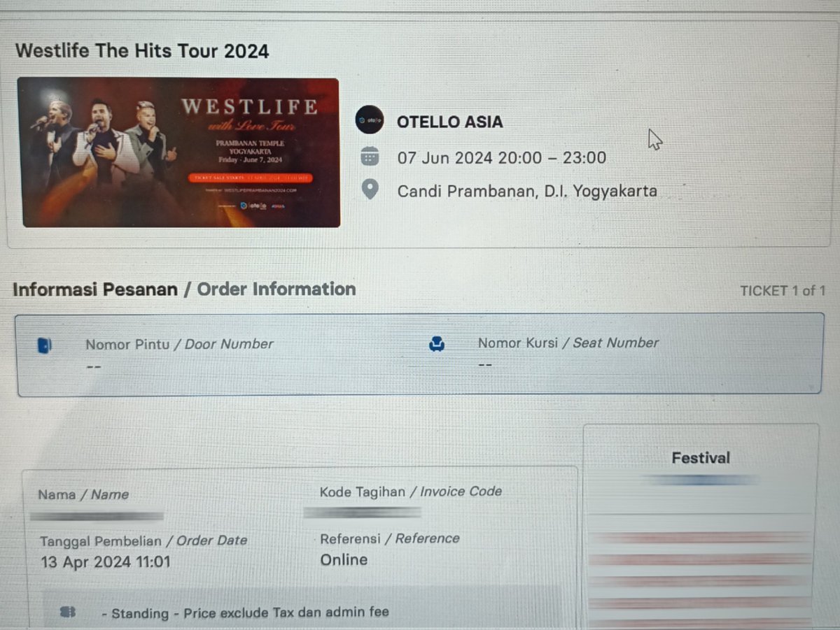 arthur_ry's tweet photo. WTS 2 Ticket Festival Westlife Tour - Prambanan

DM.
#WTS #WESTLIFEPRAMBANAN #WESTLIFE https://t.co/R5g7bX5RWr