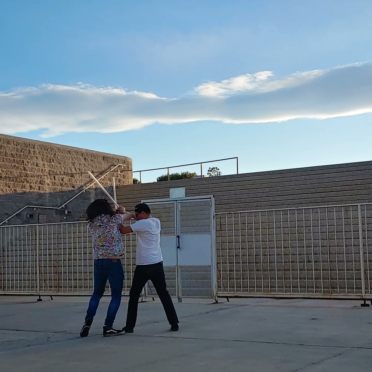 soldunlv's tweet photo. Just like the setting of the suns, we can't be stopped! Be on the look out for upcoming performance announcements in these coming weeks! #soldunlv #societyoflightsaberduelists #starwars #lightsabers https://t.co/f5hpCRe4IX
