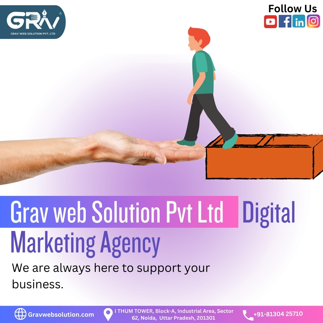 gravwebsolution's tweet image. 𝐆𝐫𝐚𝐯 𝐖𝐞𝐛 𝐒𝐨𝐥𝐮𝐭𝐢𝐨𝐧 𝐏𝐯𝐭 𝐋𝐭𝐝

&quot;Transform your business with Grav Web Solution Pvt. Ltd, a top digital marketing agency in Noida. With services in social media marketing, SEO, PPC, and website designing, we&apos;re here to help you reach your goals.&quot;
 #GravWebSolution