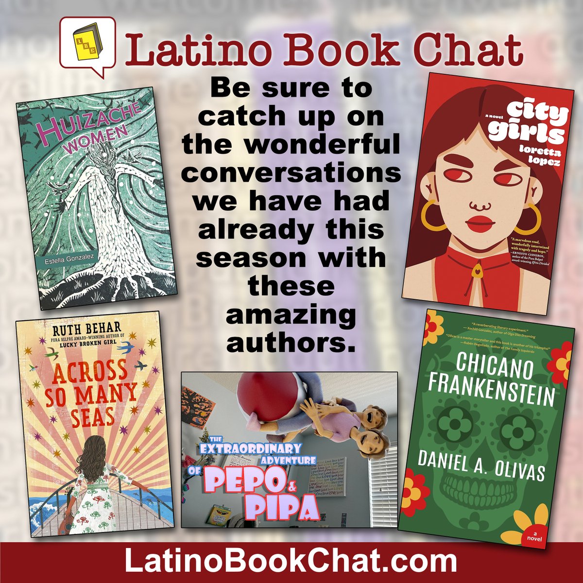 You are cordially invited to listen to these fun chats with the amazing @Estella26845969 @olivasdan @ChicanoWriter @ruthbehar Loretta Lopez and Luis Cayo at LatinoBookChat.com