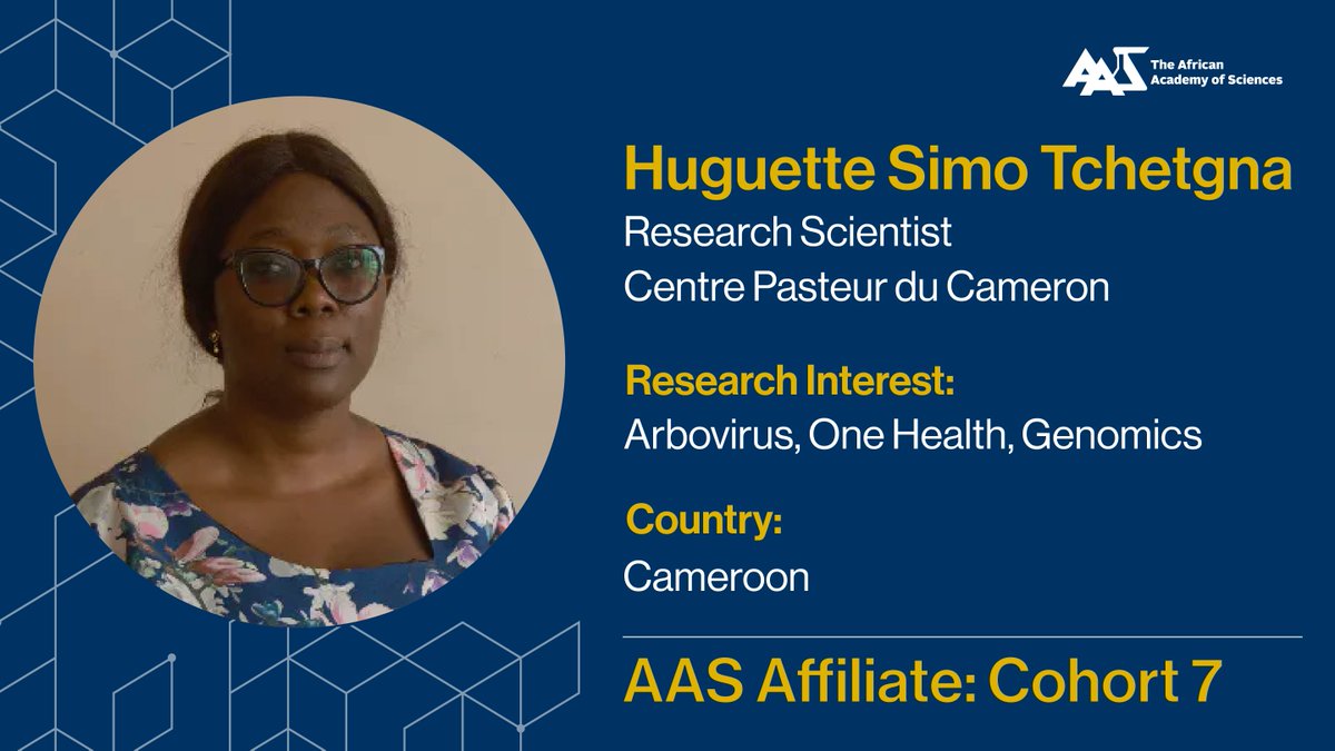 Research Spotlight💡 Meet #AASAffiliate Dr Huguette SIMO a research scientist at @CentrePasteur in #Cameroon. She is interested in #arbovirus #molecular #epidemiology. Dr SIMO studies arboviruses responsible for human and animal diseases. Learn more 👉 shorturl.at/cfisP