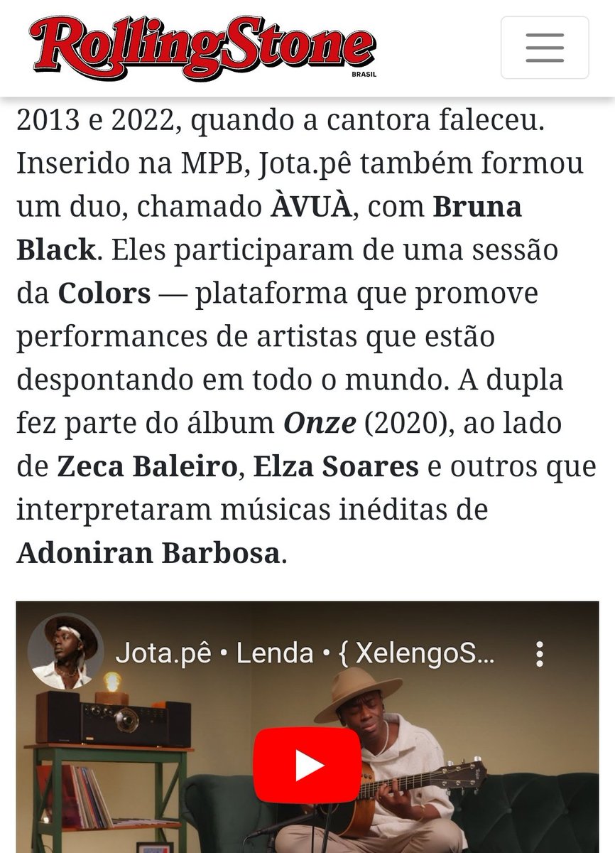 Que doidera, saí na lista na @rollingstoneBR como um dos 25 nomes do futuro da música brasileira 🤎 FODA!!!!