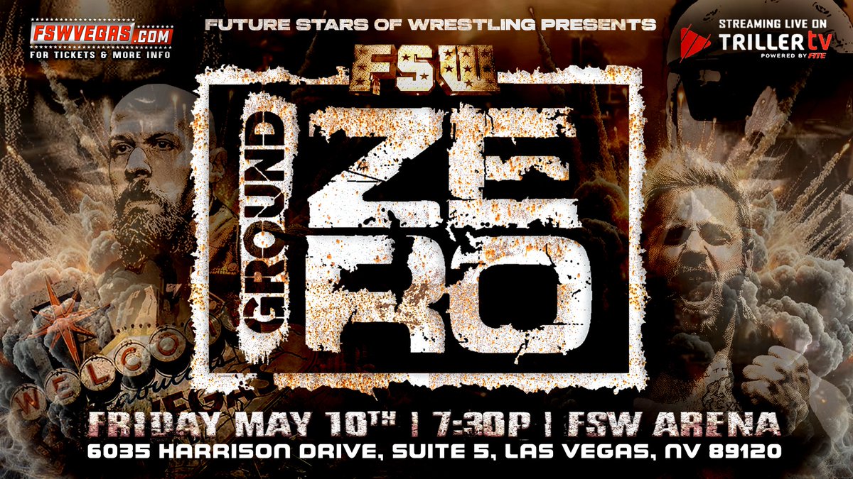 Upcoming FSW Arena Events: 𝙁𝙎𝙒 𝙁𝙪𝙩𝙪𝙧𝙚 𝙎𝙝𝙤𝙘𝙠 Sun April 28, 4PM PST 𝙁𝙎𝙒 𝙂𝙧𝙤𝙪𝙣𝙙 𝙕𝙚𝙧𝙤 Fri May 10, 7:30PM PST Watch both events LIVE on @FiteTV+! Ticket + Streaming links in the bio! Location: FSW Arena, 6035 Harrison Drive, Las Vegas, NV, 89120