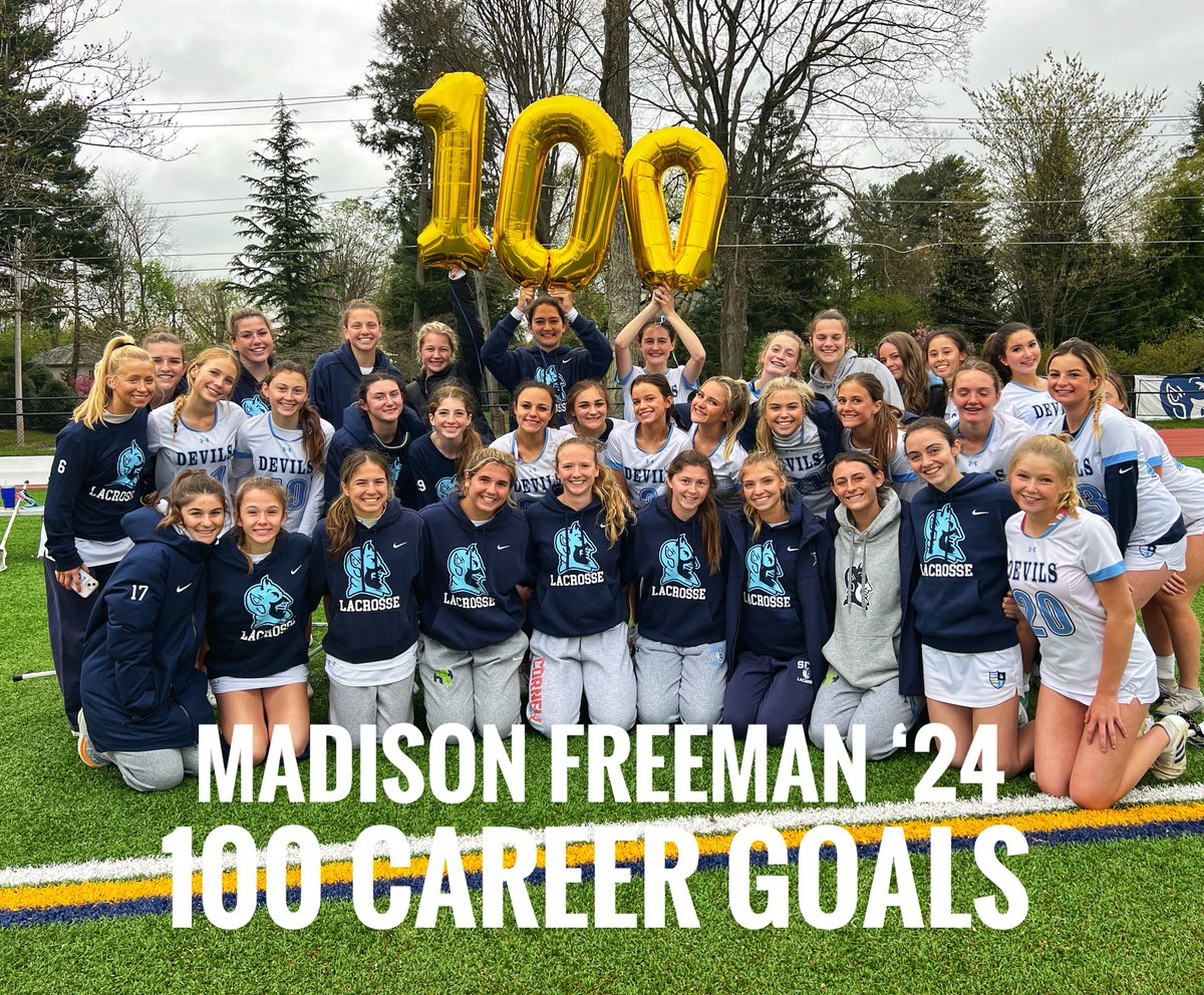 Congrats to Madison Freeman who scored her 100th goal in today's victory over Merion Mercy! #SCHproud #GoDevils @phillylacrosse @PhSportsDigest @DWilsonSCH @ddinkins