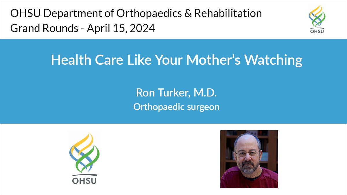 OHSU Department of Orthopaedics & Rehabilitation (@ohsuortho) on Twitter photo Dr. Ron Turker discusses the current paradigm in health care, fee for service and capitation payment models, and ways to improve the system in his <a href="/OHSUOrtho/">OHSU Department of Orthopaedics & Rehabilitation</a> #GrandRounds talk "Health Care Like Your Mother’s Watching". See this and other lectures: bit.ly/3H9Olci Dr. Ron Turker discusses the current paradigm in health care, fee for service and capitation payment models, and ways to improve the system in his <a href="/OHSUOrtho/">OHSU Department of Orthopaedics & Rehabilitation</a> #GrandRounds talk "Health Care Like Your Mother’s Watching". See this and other lectures: bit.ly/3H9Olci