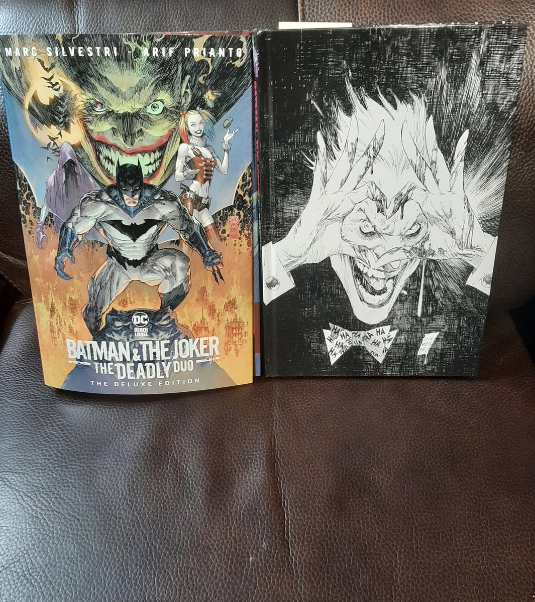 Just finished Batman & Joker: The Deadly Duo. What a hardcover! 🦇 DC did it right with this collection, giving you glorious black and white Silvestri art in the back of the book and on the inside cover. #DCcomics #Batman